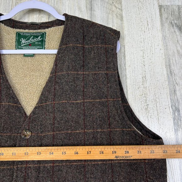 Woolrich Vest Mens L Herringbone Wool Green Fleece Winter Sportsman Gorpcore - Picture 12 of 13